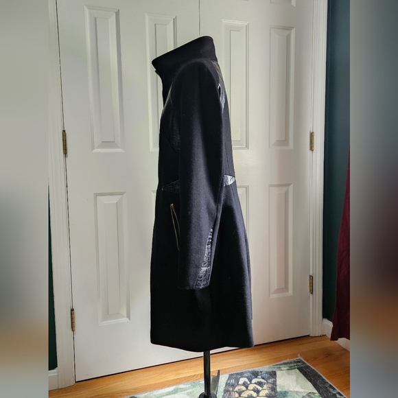 Via spiga wool coat with leather accent - Picture 4 of 7